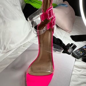 Clear neon heels